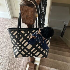 Coach Black and Cream Geometric Tote Bag